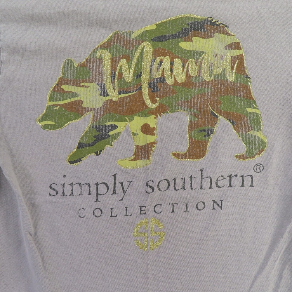Simply Southern Shirt Womens Small Gray Momma Bear Camo Preppy Ladies - Picture 2 of 9